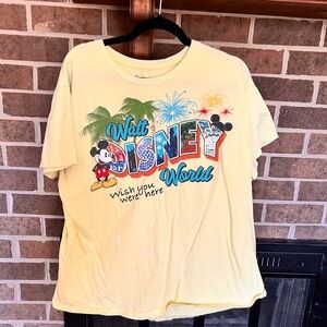 Disney Yellow T-Shirt with Palm and Fireworks Design
